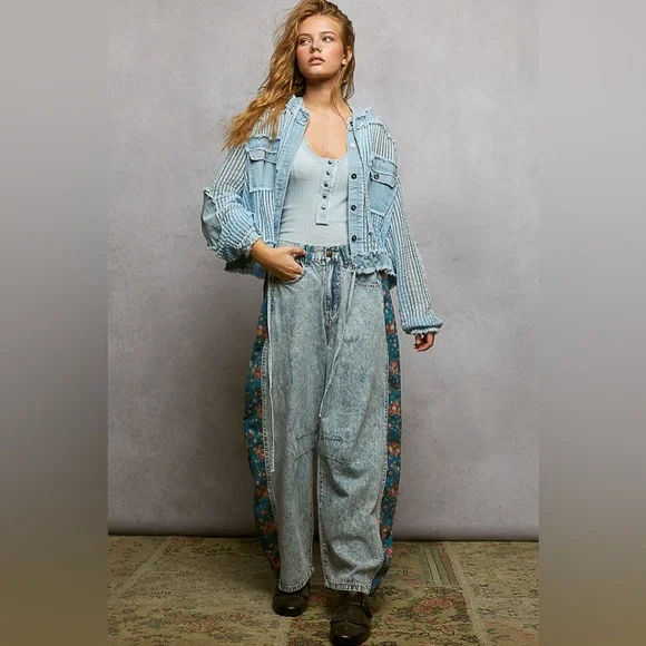 POL “ Petal Patch Denim “ Crop Jacket | Denim Blue - Picture 8 of 9